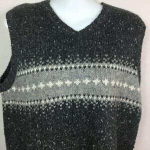 Marsh Landing Women Sweater Sleeveless Vest Knit Stripe Black Gray Size M Medium